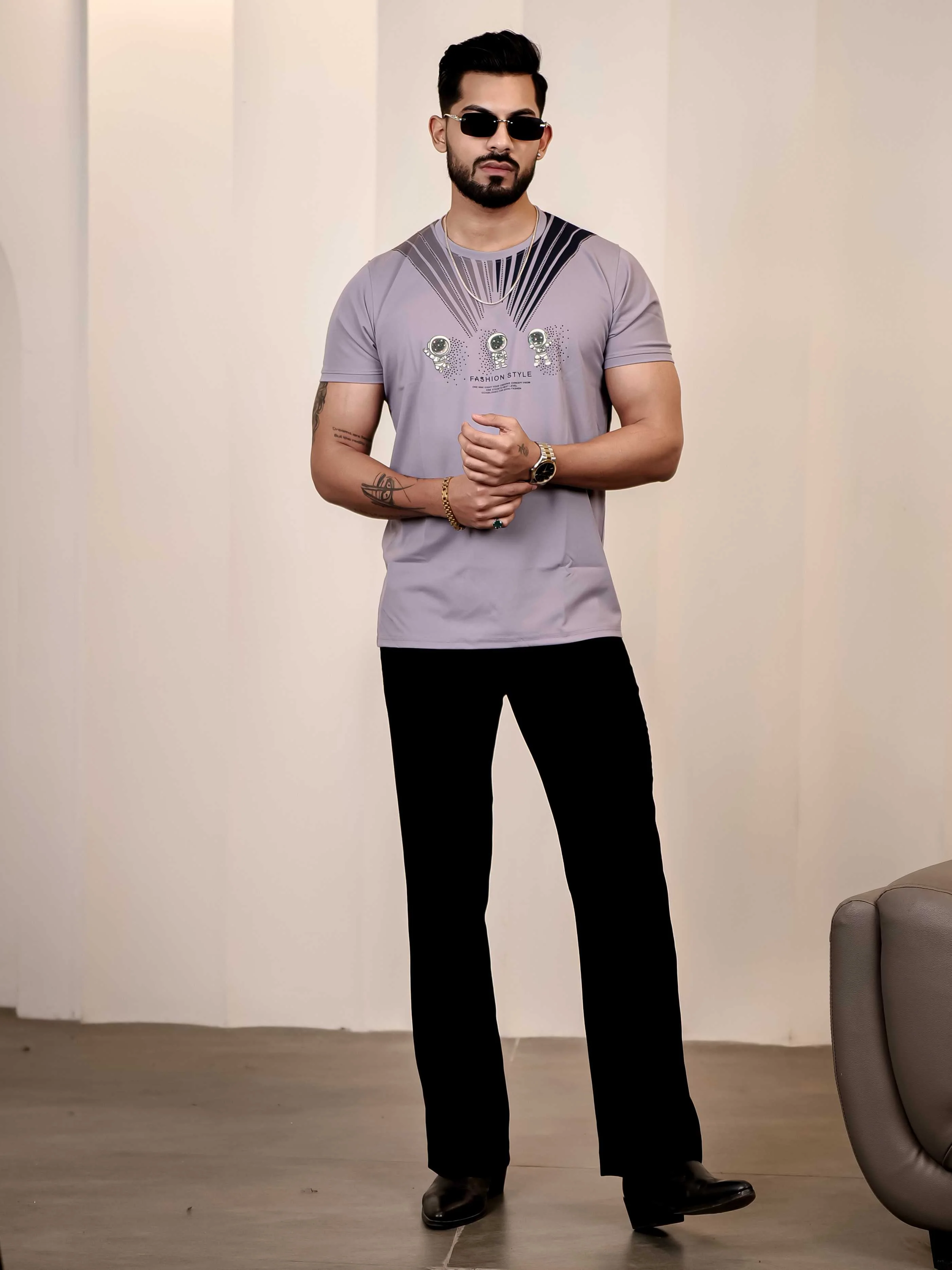 Wisteria Round Neck Imported Cotton Half Sleeve Premium Designer T-Shirt - Image 7