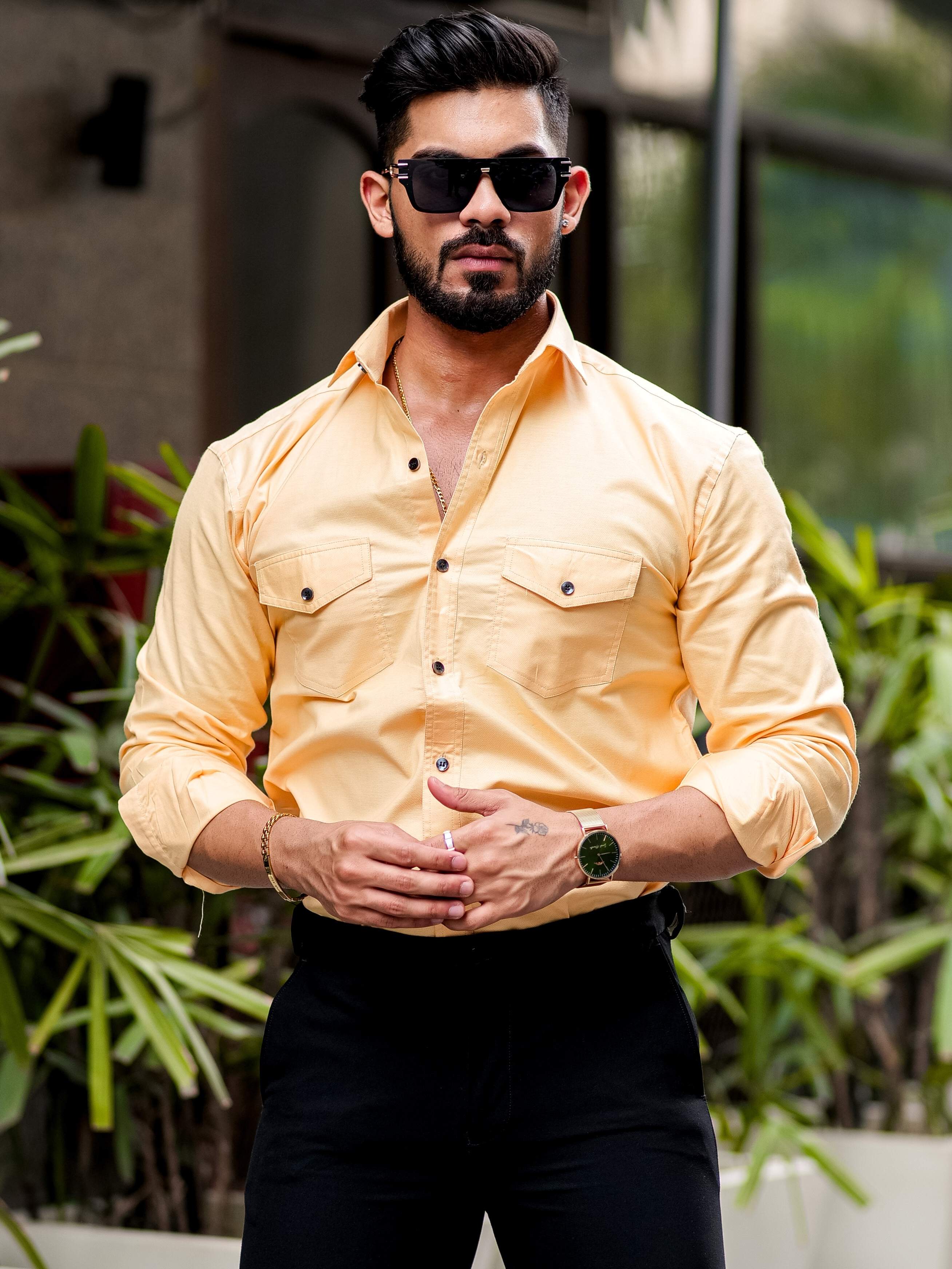 Yellow Oxford Premium Cotton Over Shirt - Image 5